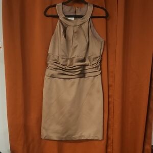 David's Bridal Tan Sleeveless Mini Dress